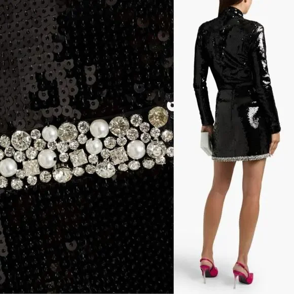 VERONICA BEARD Perry Sequin Skirt with Pearl Trim - Picture 6 of 12